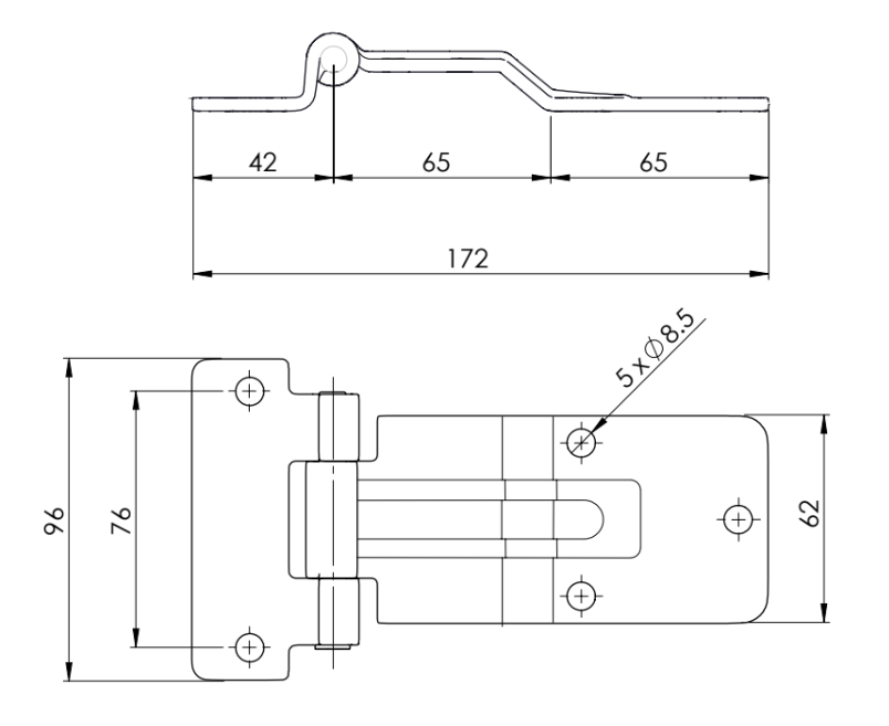 Bisagra para Furgón Modelo Plano 172MM