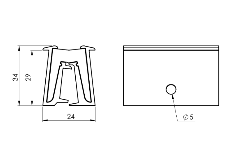 Bisagra Polial Continua de Aluminio