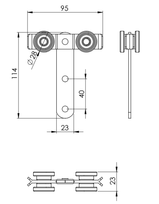 Carrucha para Tricarril 88,5 y 110