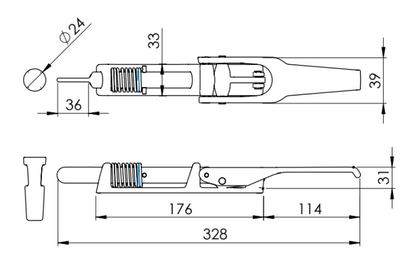 Cerrojo de Muelle Invertido Tipo T-10
