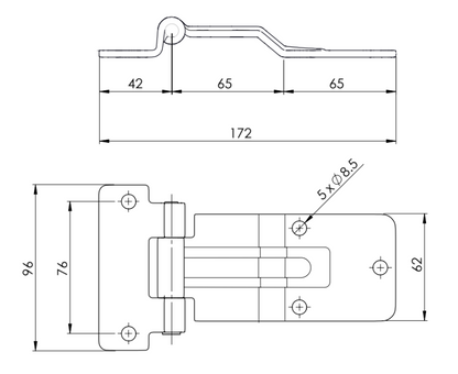 Bisagra para Furgón Modelo Plano 172MM