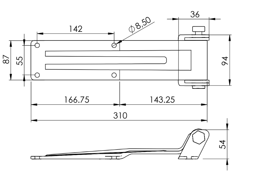 Bisagra de Libro con Soporte Plano 310MM