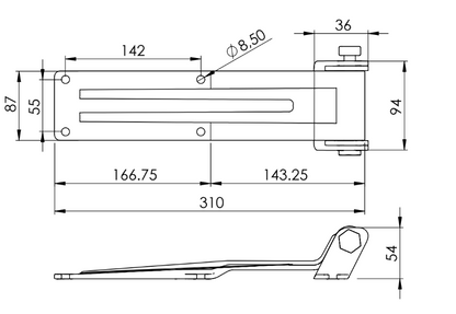 Bisagra de Libro con Soporte Plano 310MM