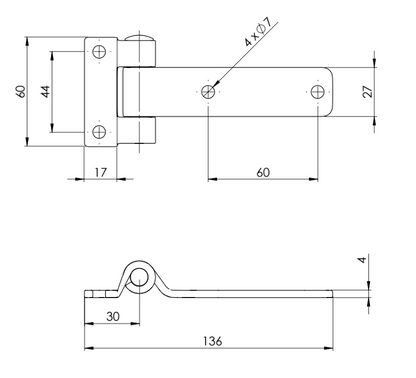 Bisagra Plana de Acero