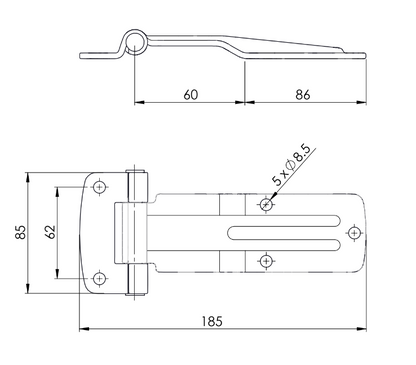 Bisagra para Furgón Modelo Plano 180MM