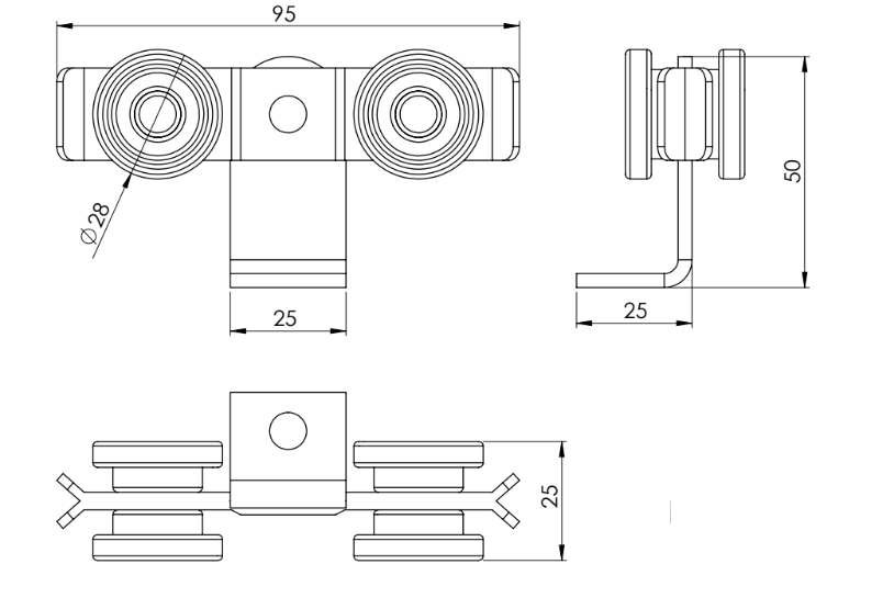 Carrucha con Escuadra para Tabla Botellero
