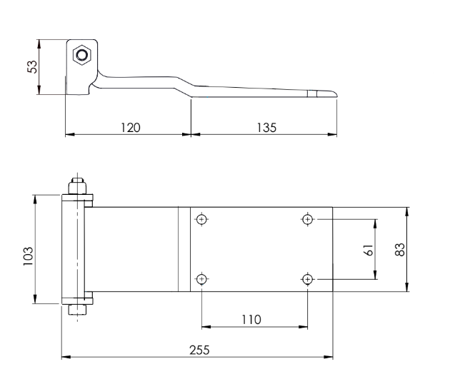 Conjunto de Bisagra de Pala en Aluminio