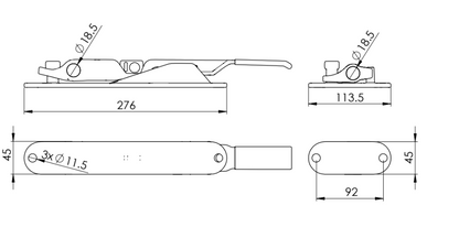 Conjunto para Falleba Empotrada TAC-T Para 18MM