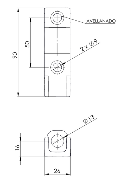 Hembra de Bisagra Nº6