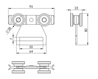 Carrucha Tricarril para Amarre con Cinta