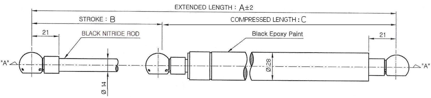 14/28 Stainless Steel Gas Spring