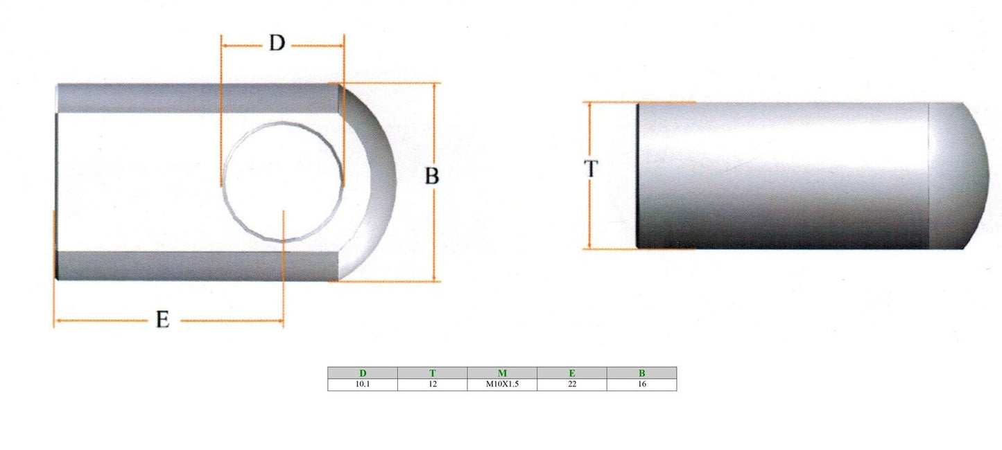 Eyelet 10.1MM Dia 22MM Cent 12MM Thk M10.