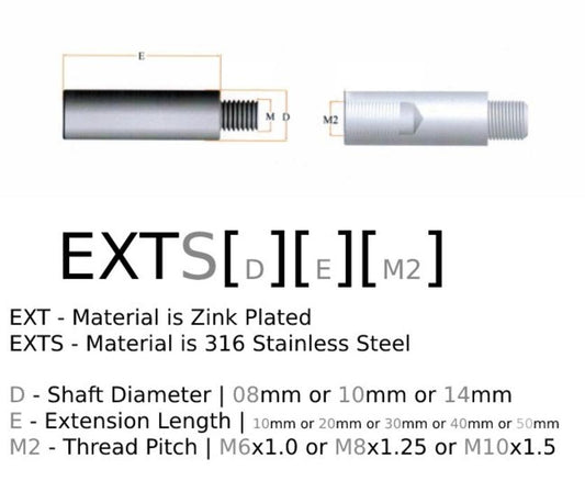 Extension 10MM Dia 10MM Long M8.