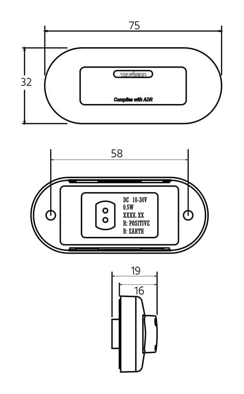 Luz de presença lateral LED âmbar com repetidor de pisca, série 75, pack de 10